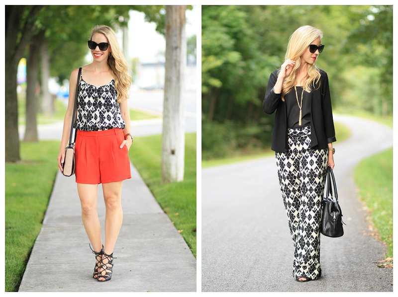 olive green cropped utility jacket, black and white striped silk tank,  flowy chiffon nude maxi skirt, black lace up booties, Vince Camuto leopard  clutch, Chanel cateye sunglasses - Meagan's Moda