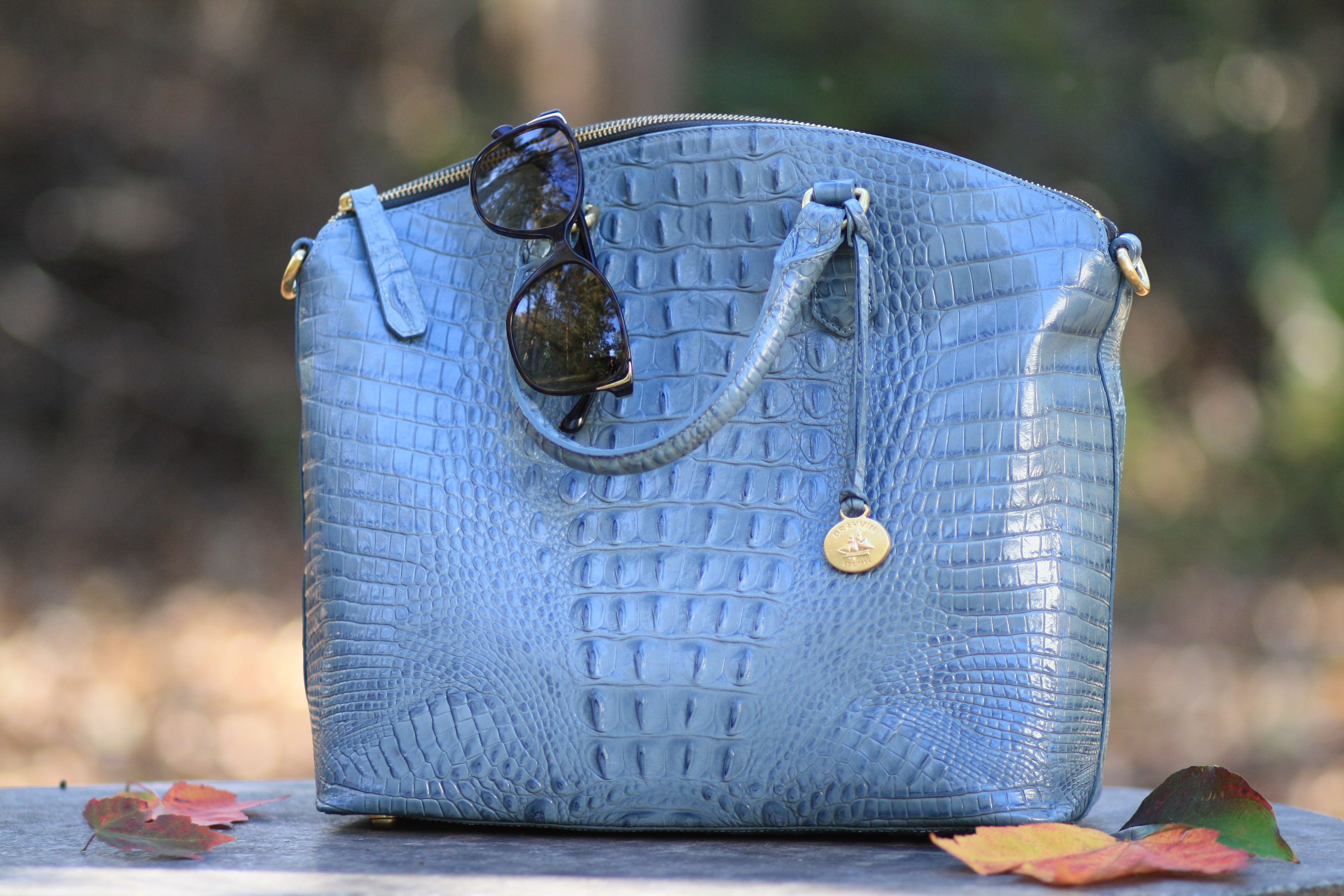 Brahmin Jasper Duxbury satchel, slate blue gray handbag, Ralph