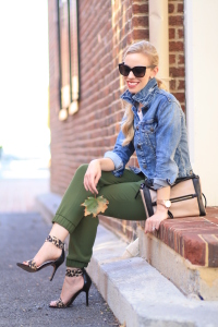 J. Crew distressed denim cropped jacket 