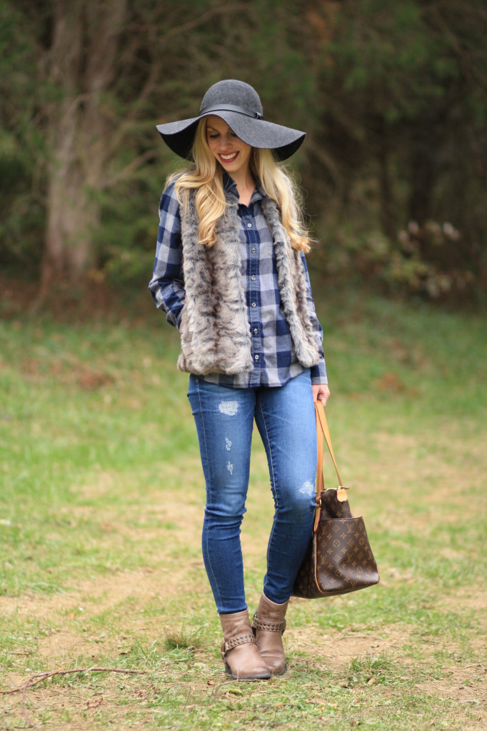 { Flannel & Fur: Buffalo plaid shirt, Gray vest & Distressed denim ...