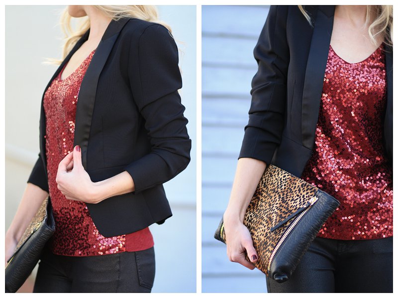 black and red sequin top