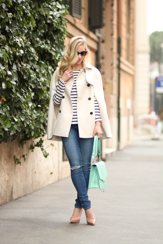 { Clean Lines: Trench cape, Distressed denim & Mint bag } - Meagan's Moda