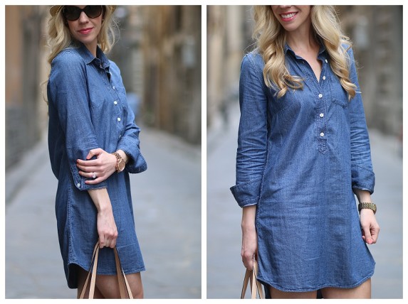 { Streets of Firenze: Denim shirt dress, Lace-up sandals & Lemon print ...