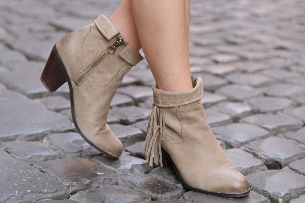 gray fringe booties