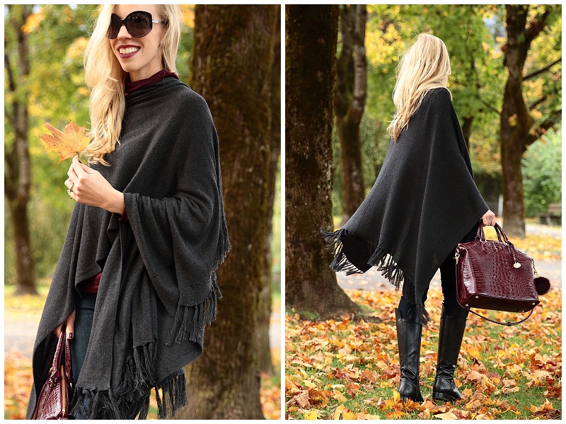 Gray poncho outfit online