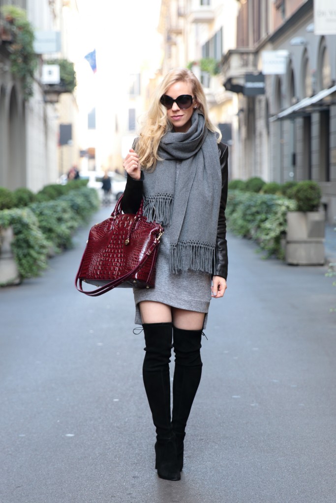 { Layers in Milan: Leather jacket, Sweatshirt dress & OTK boots ...