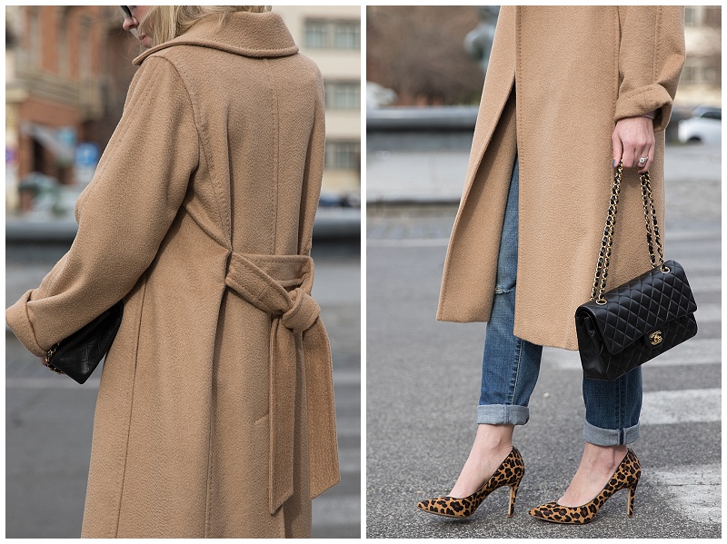 Max Mara camel wrap coat, boyfriend jeans with leopard print pumps and Chanel bag, camel coat and Chanel bag outfit - Meagan's Moda Max Mara camel wrap coat, boyfriend jeans with leopard print pumps and Chanel bag, camel coat and Chanel bag outfit - Meagan's Moda