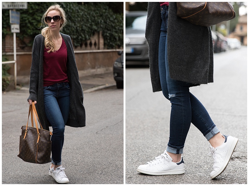 Cardigan and sneaker best sale outfit