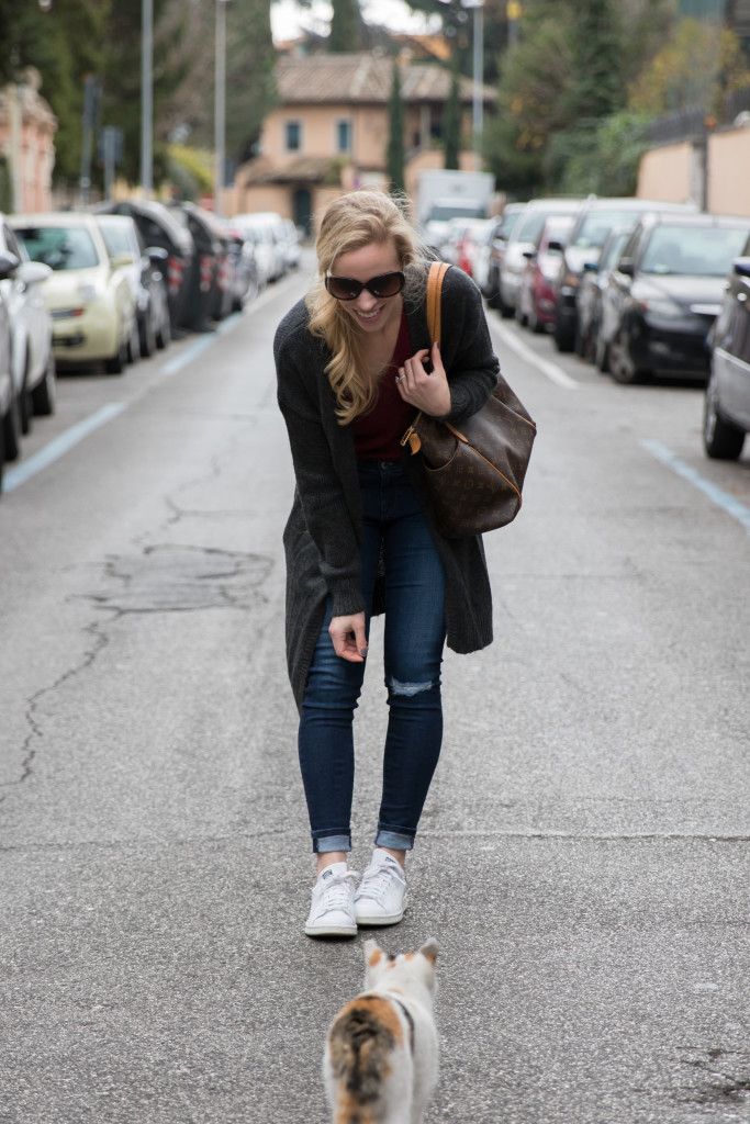 long cardigan with Stan Smith sneakers outfit, H&M long maxi cardigan, Louis  Vuitton totally MM monogram tote - Meagan's Moda