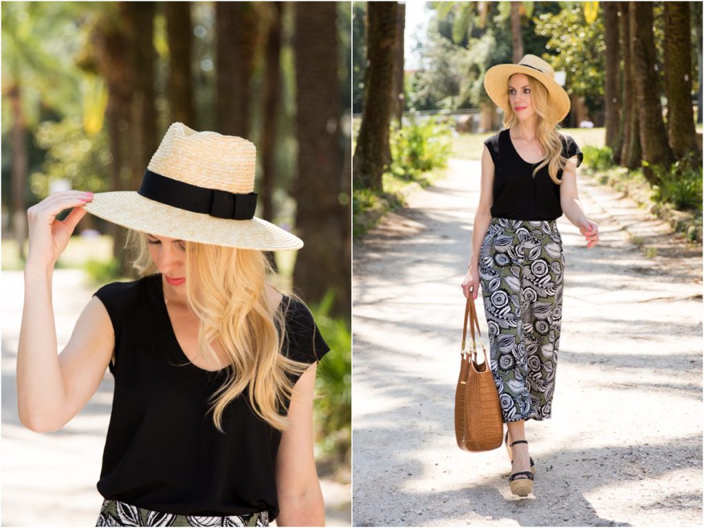 { Vacation Ready: Panama hat, Floral print culottes & Wedge sandals ...