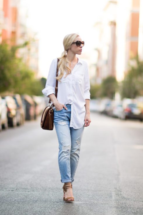 { Back to Basics: Tunic button-down, Boyfriend jeans & Lace-up sandals ...