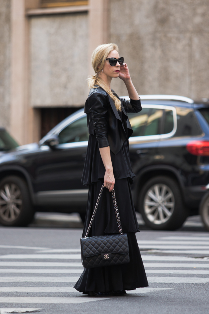black-leather-jacket-with-maxi-dress-and-chanel-bag-milan-fashion-week-street-style-september-2016  - Meagan's Moda