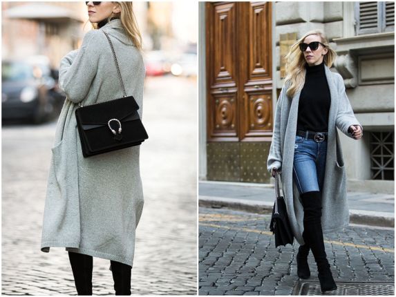 Rome Street Style: Maxi Cardigan, High Waist Jeans & Over-the-Knee ...