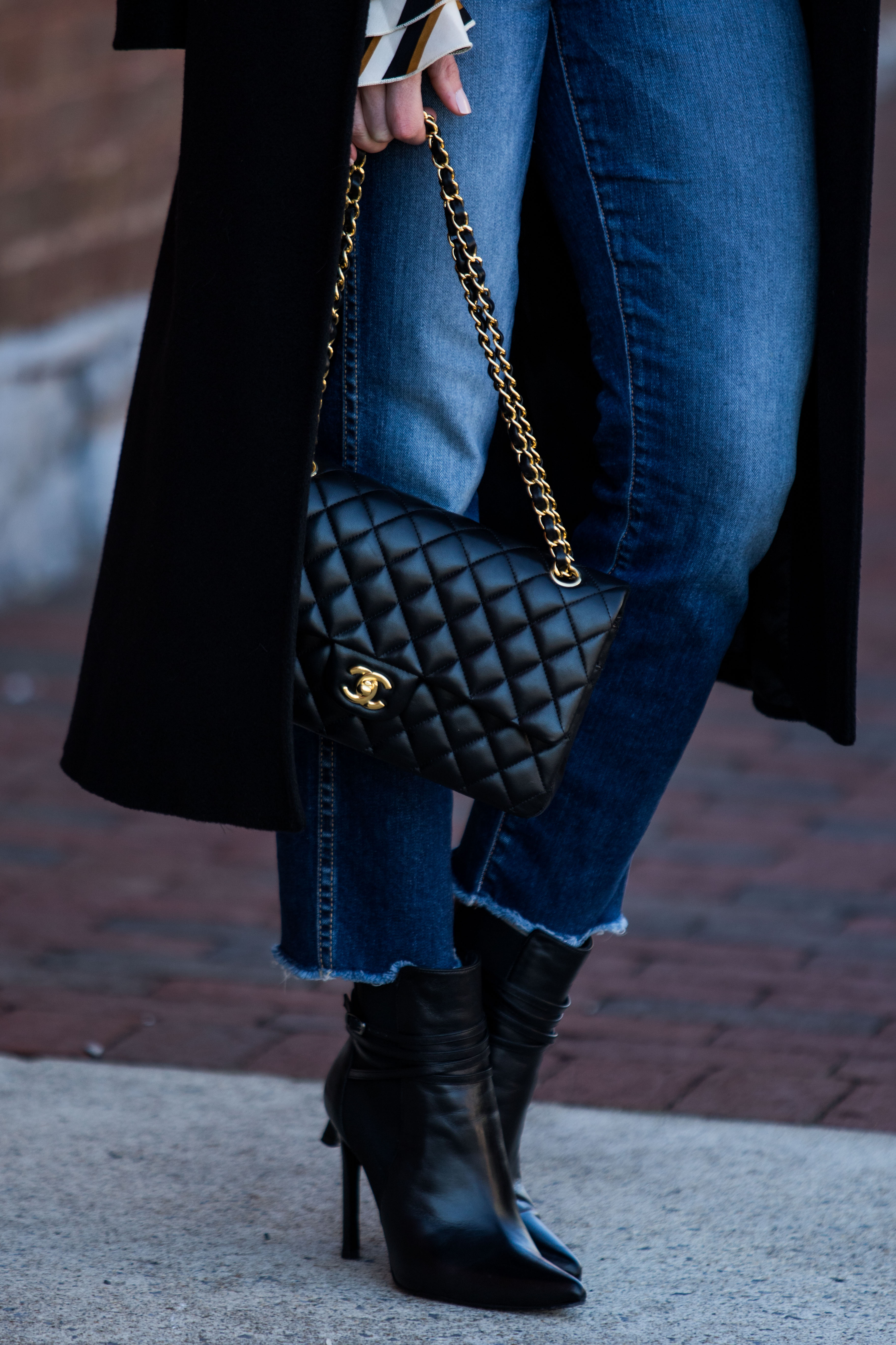 Chanel medium classic flap bag black lambskin with gold hardware