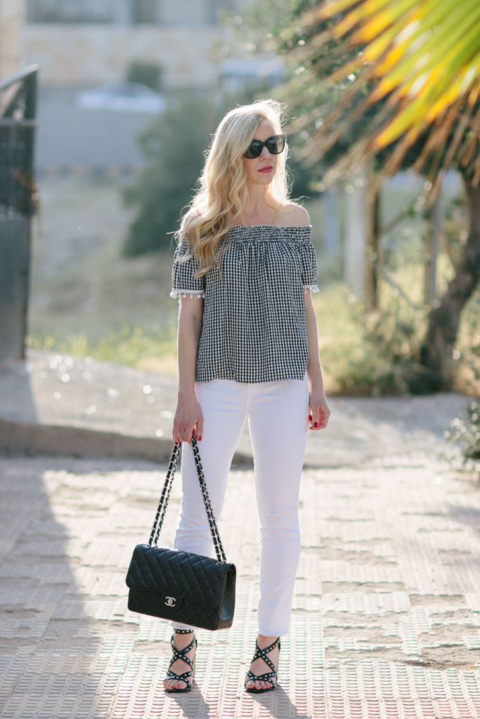 Meagan Brandon fashion blogger wearing black and white off the