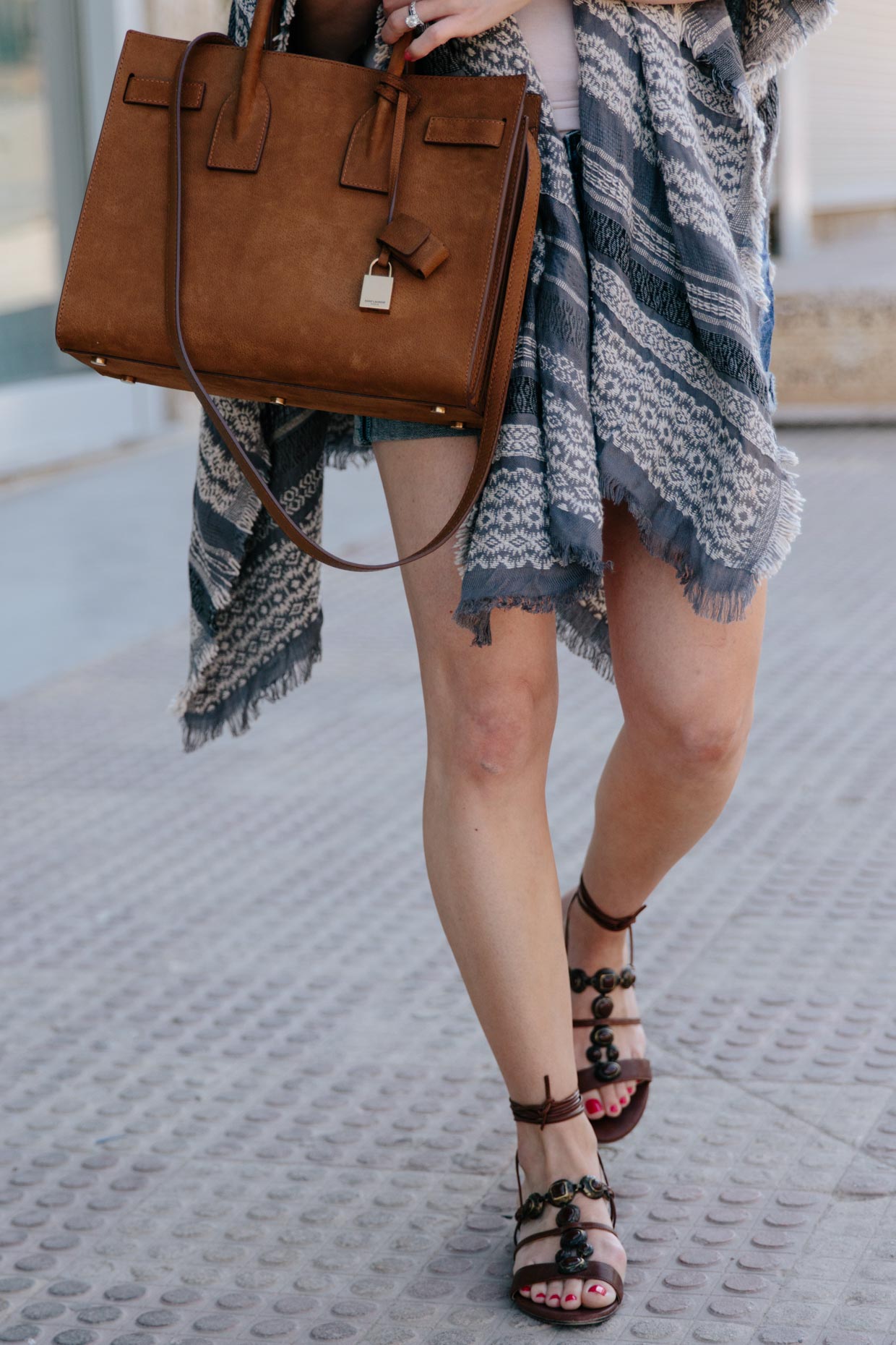 Saint Laurent suede sac de jour in tan suede, Stuart Weitzman