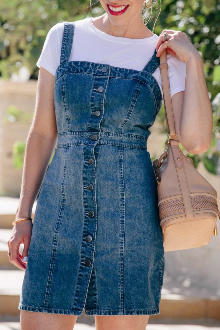 denim jumper dress knee length
