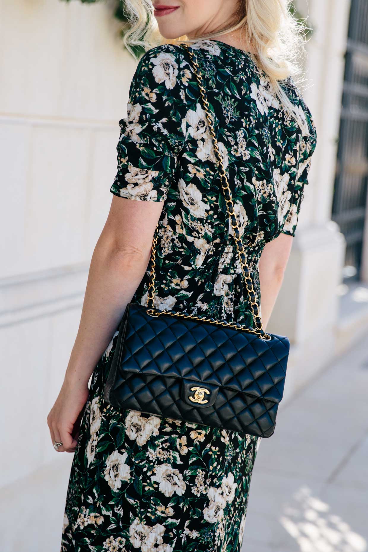 sleeveless black trapeze dress, Chanel classic flap bag, Joie leopard print  sandals, fashion blogger Rome Italy - Meagan's Moda