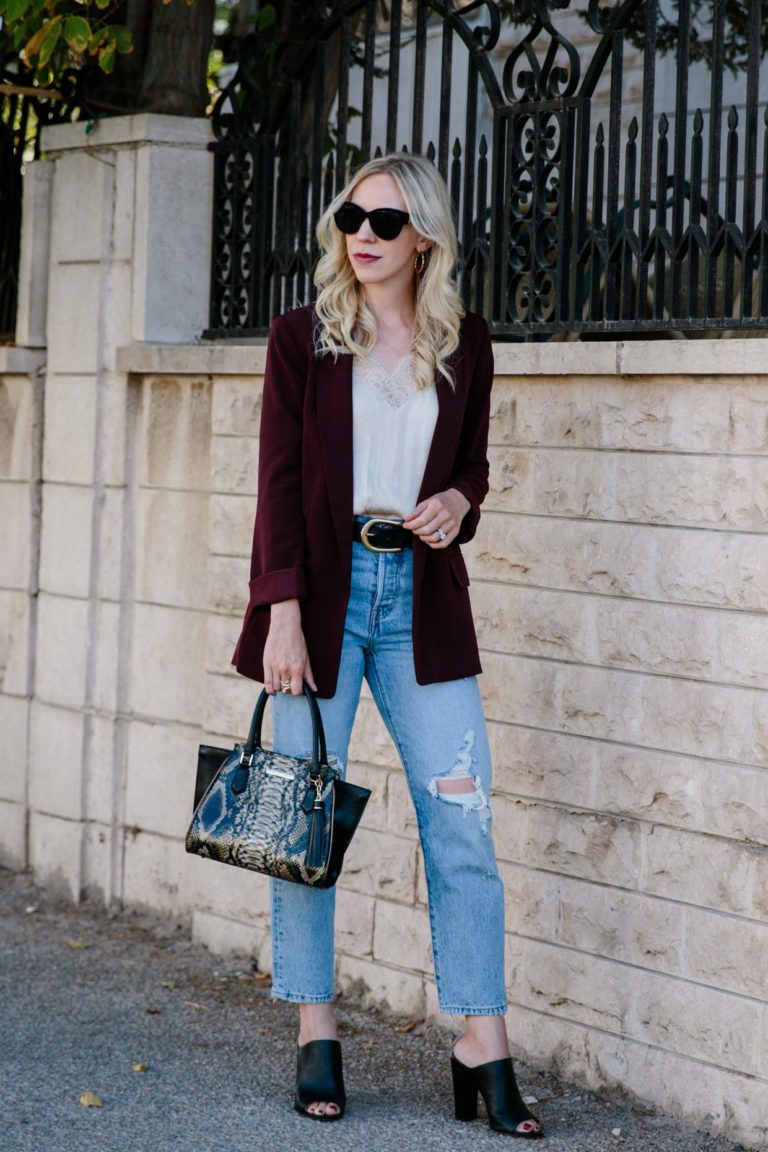 Burgundy Blazer Outfit for Fall - Meagan's Moda