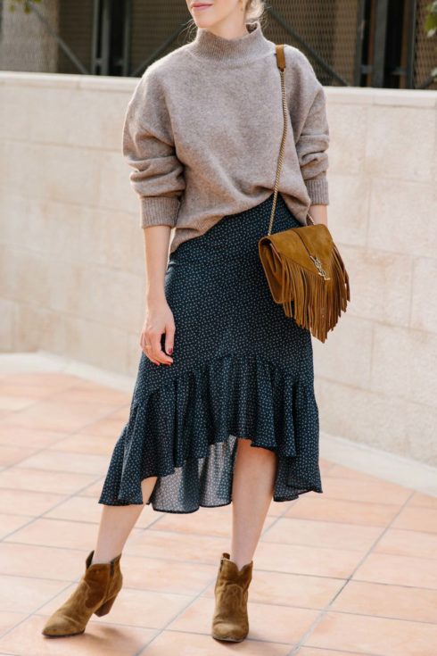 Slouchy Sweater & Flounce Hem Skirt - Meagan's Moda