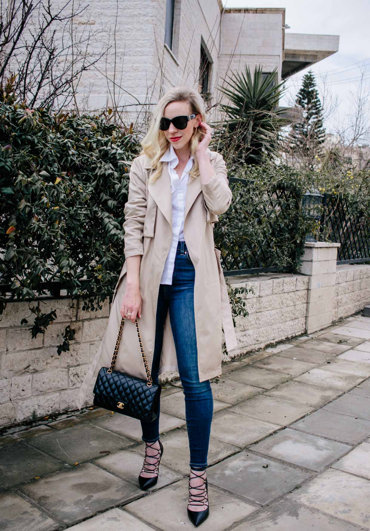 Trench coat deals and skinny jeans
