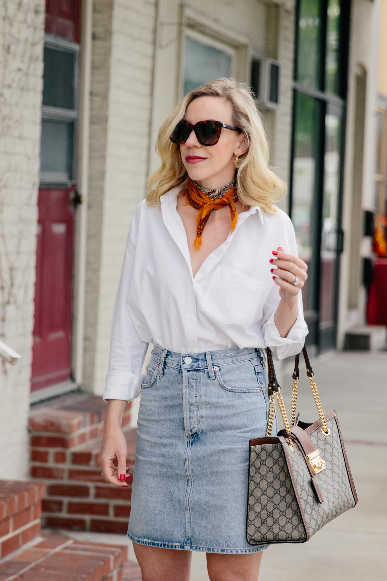 Gucci denim deals mini skirt