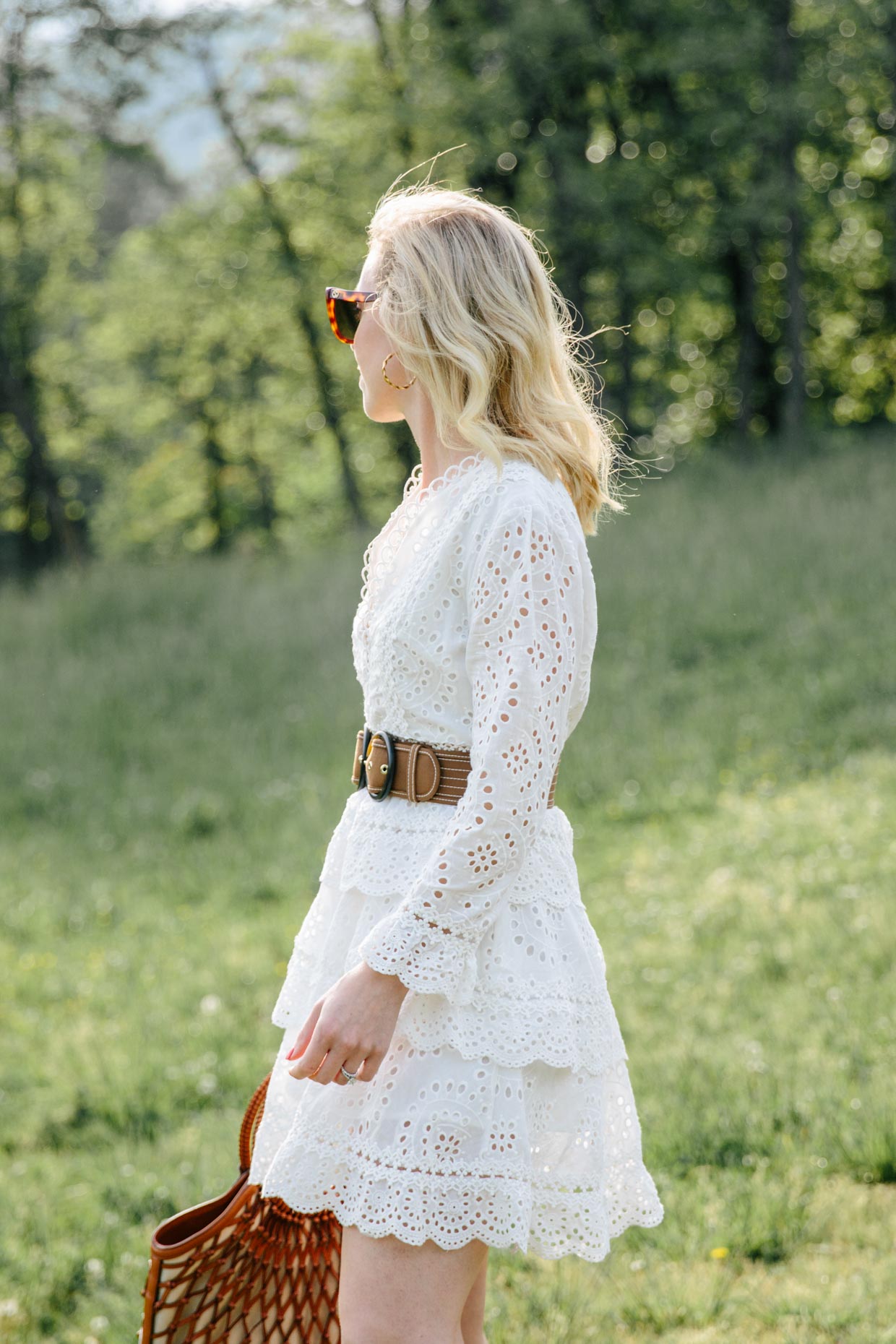 Meagan Brandon fashion blogger of Meagan's Moda wears lace midi