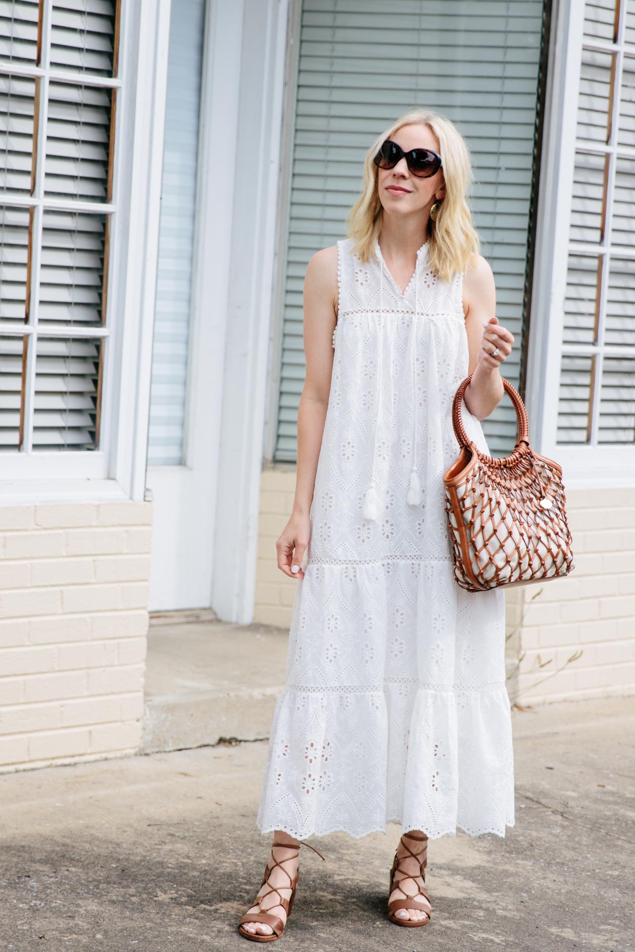 Meagan Brandon fashion blogger of Meagan's Moda wears lace midi dress with  Mango wide croc leather belt and Louis Vuitton Dauphine MM bag - Meagan's  Moda