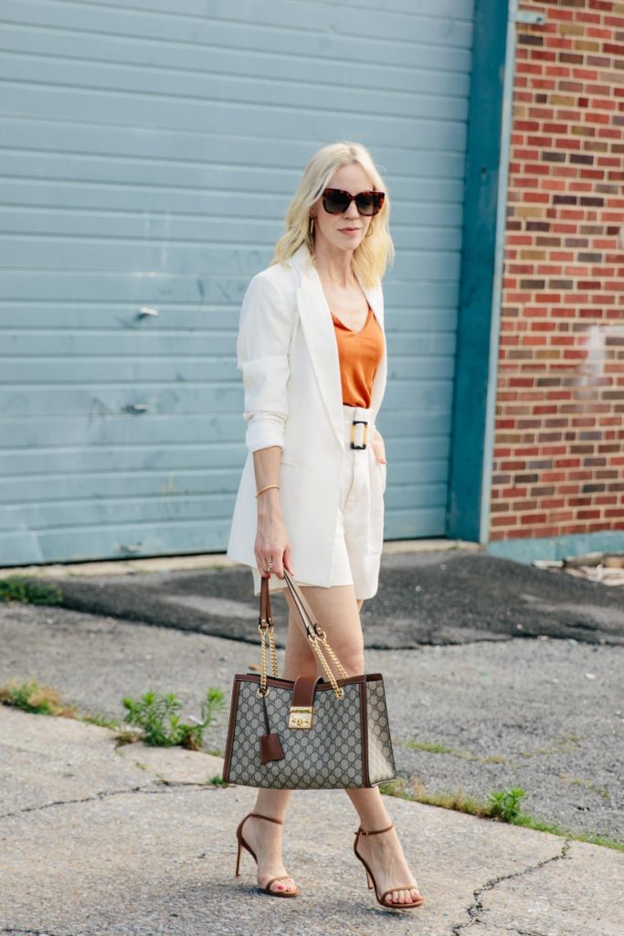 Summer Suiting: White Blazer with Paperbag Shorts - Meagan's Moda