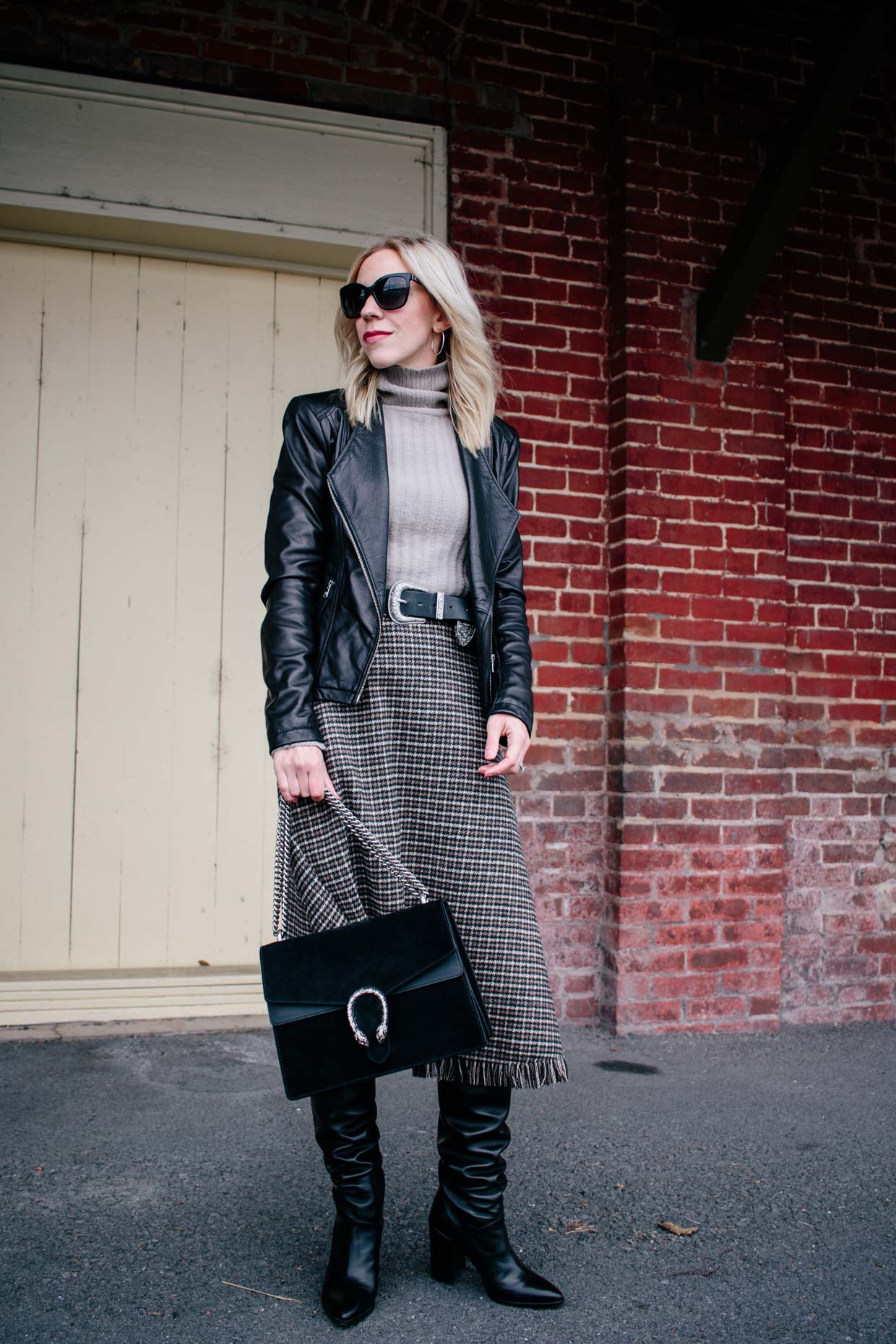 An Edgy Way to Wear Houndstooth Print - Meagan's Moda