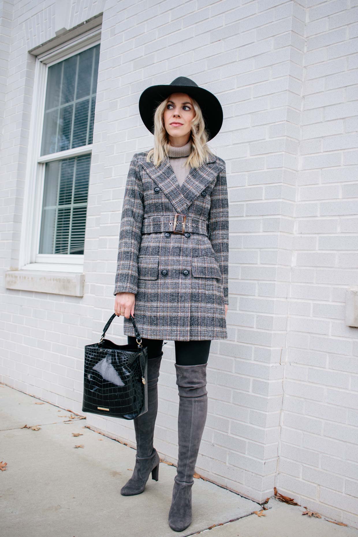 Belted Plaid Blazer & Louis Vuitton Scarf - Meagan's Moda