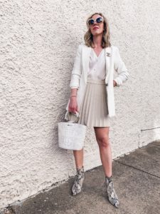 Spring Style: Two Ways to Wear a Beige Faux Leather Skirt - Meagan's Moda