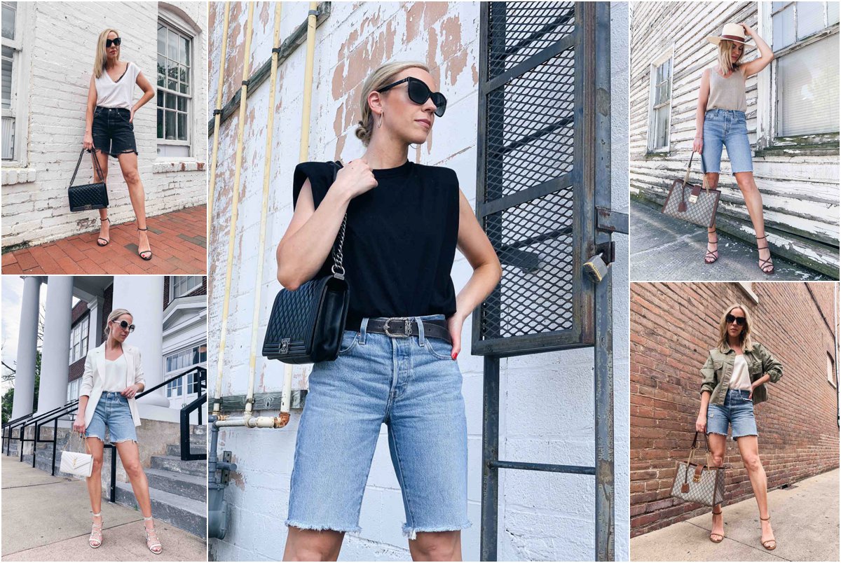 The Most Flattering Way to Wear Denim Bermuda Shorts & Outfit Ideas - Meagan's Moda