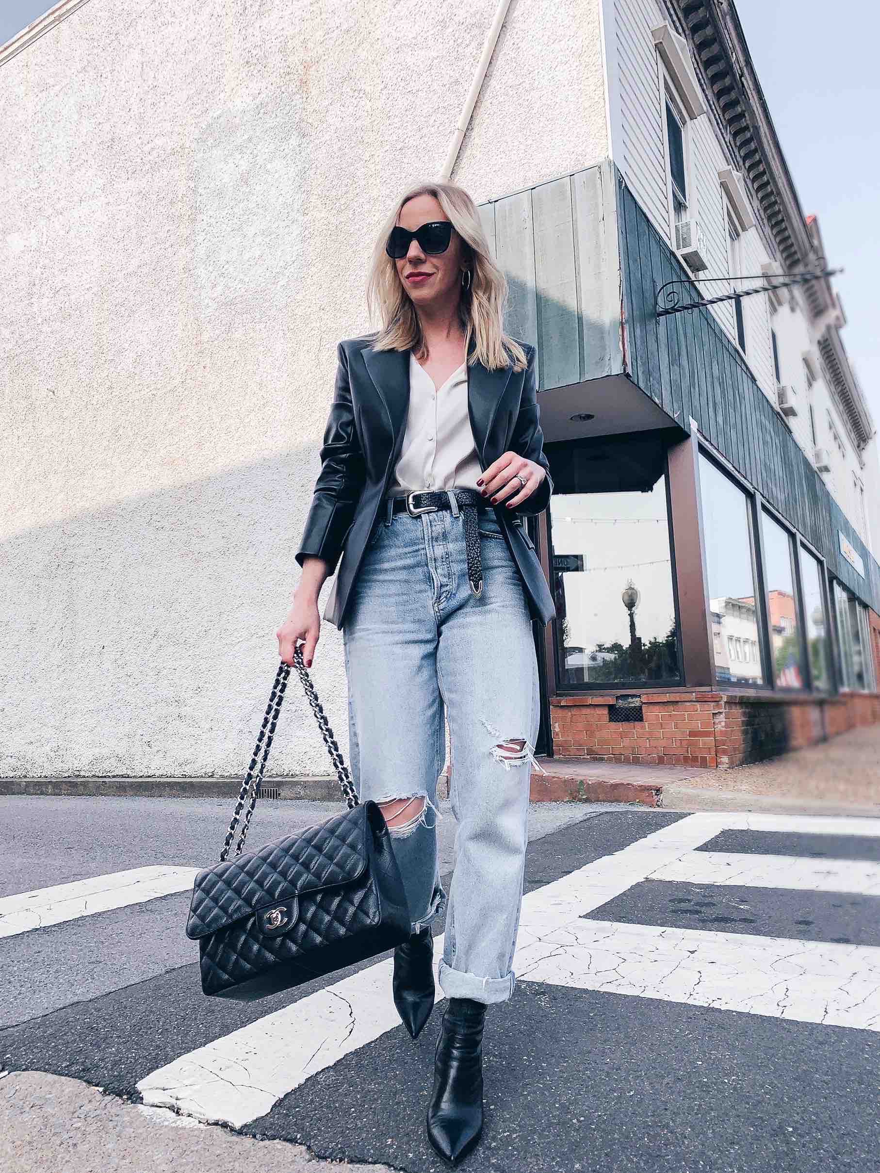 5 Ways to Wear a Faux Leather Blazer this Fall - Meagan's Moda