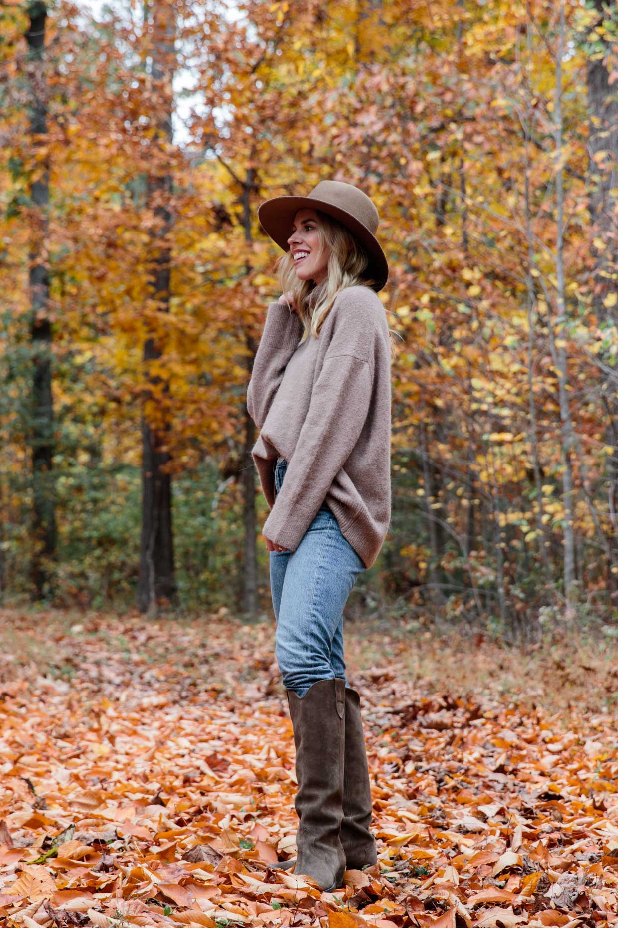 Meagan Brandon fashion blogger of Meagan's Moda wears layered fall