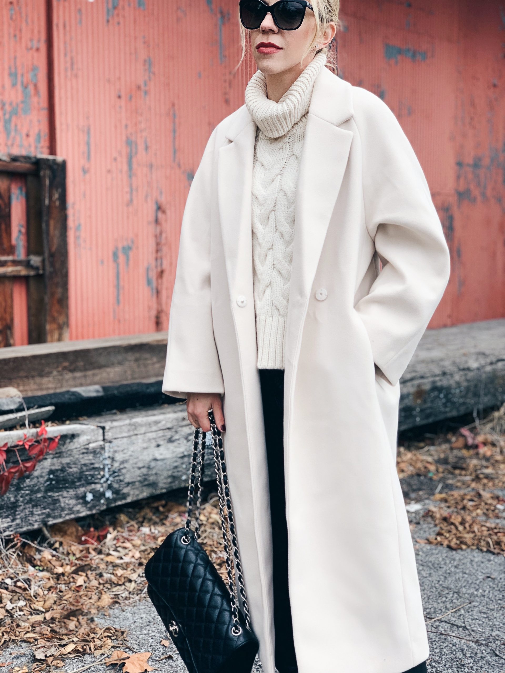 WOMEN FASHION Coats Shearling discount 64% H&M Long coat White 38                  EU 
