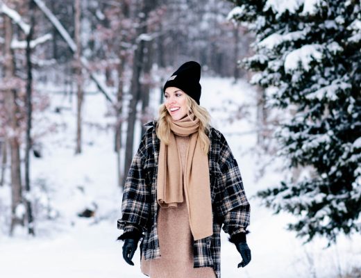 Meagan Brandon fashion blogger of Meagan's Moda wears Louis Vuitton brown monogram  shine shawl scarf with plaid blazer for chic fall outfit - Meagan's Moda