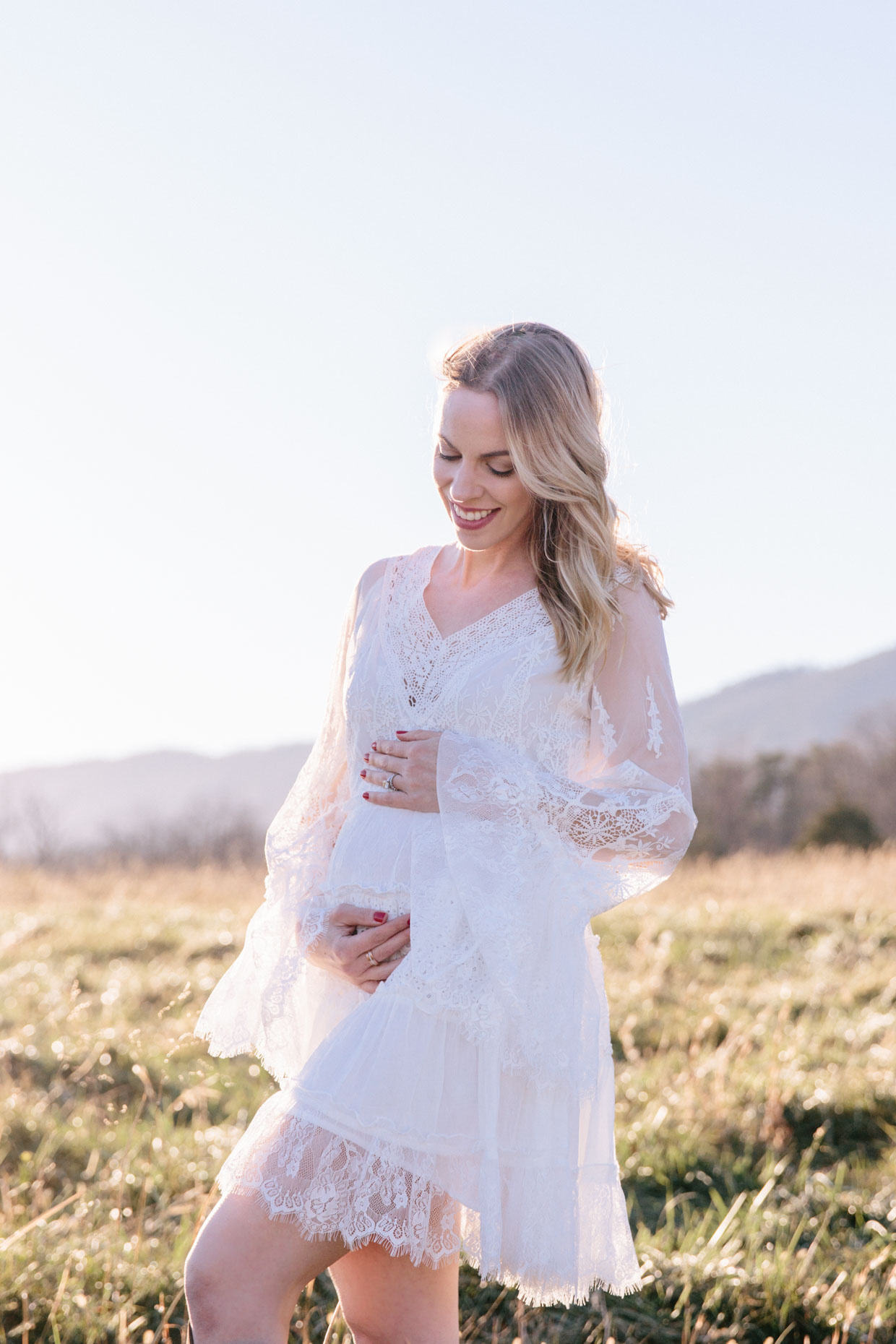 Meagan Brandon fashion blogger of Meagan's Moda wears lace midi