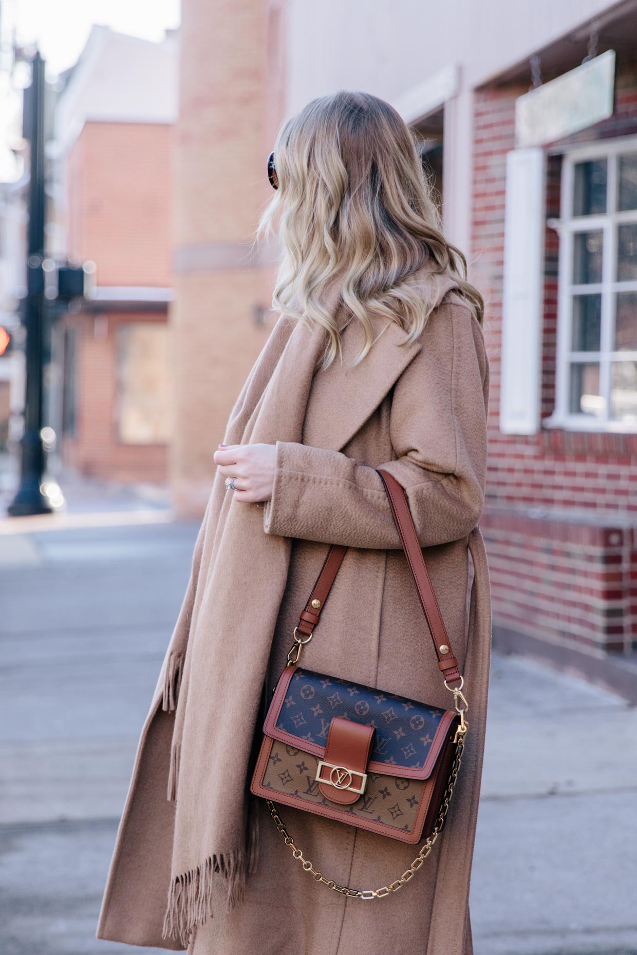 Meagan Brandon fashion blogger of Meagan's Moda wears Max Mara camel coat  with Louis Vuitton Dauphine MM bag - Meagan's Moda