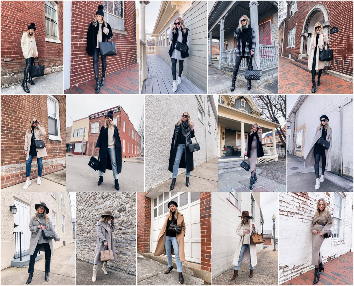 Meagan Brandon fashion blogger of Meagan's Moda shares winter maternity style outfits for second trimester pregnancy style