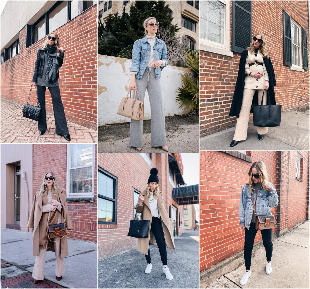 Meagan Brandon fashion blogger of Meagan's Moda shows how to elevate loungewear, how to dress up knit pants and joggers