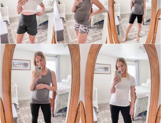 Meagan Brandon fashion blogger of Meagan's Moda reviews maternity workout wear from Amazon under $30