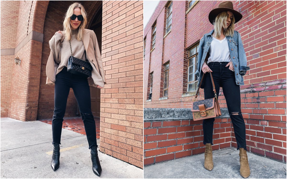Meagan Brandon fashion blogger of Meagan's Moda shares how to style Levi's  724 straight crop black jeans, how to wear straight leg jeans - Meagan's  Moda