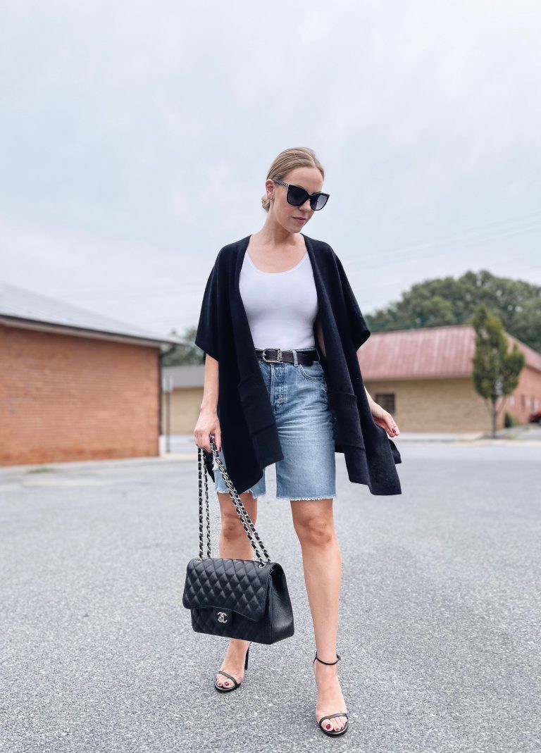 Two Ways to Wear a Cashmere Poncho in Warm Weather (On Sale Under $100 ...