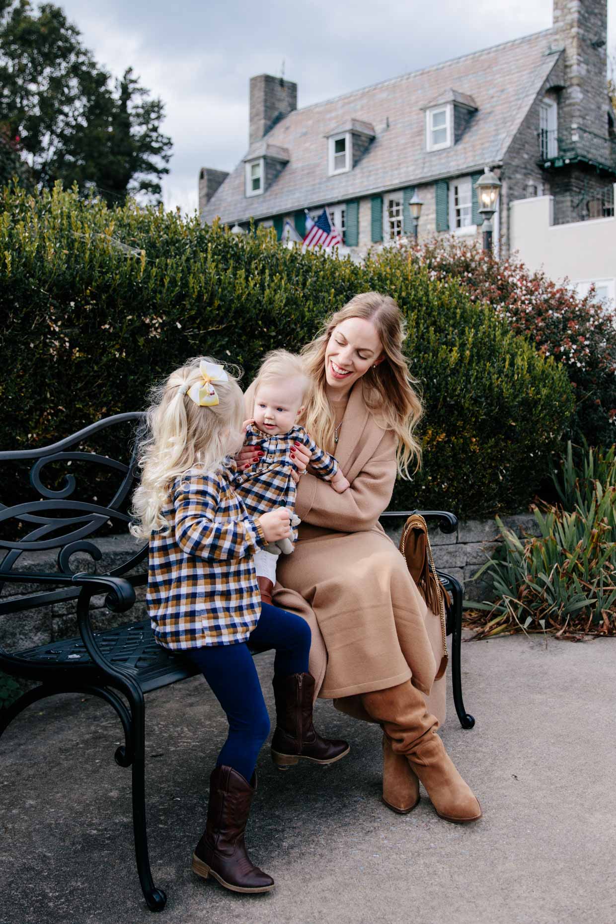 Meagan Brandon of Meagan's Moda shares fall family photo outfit ideas, plaid dresses girl outfits