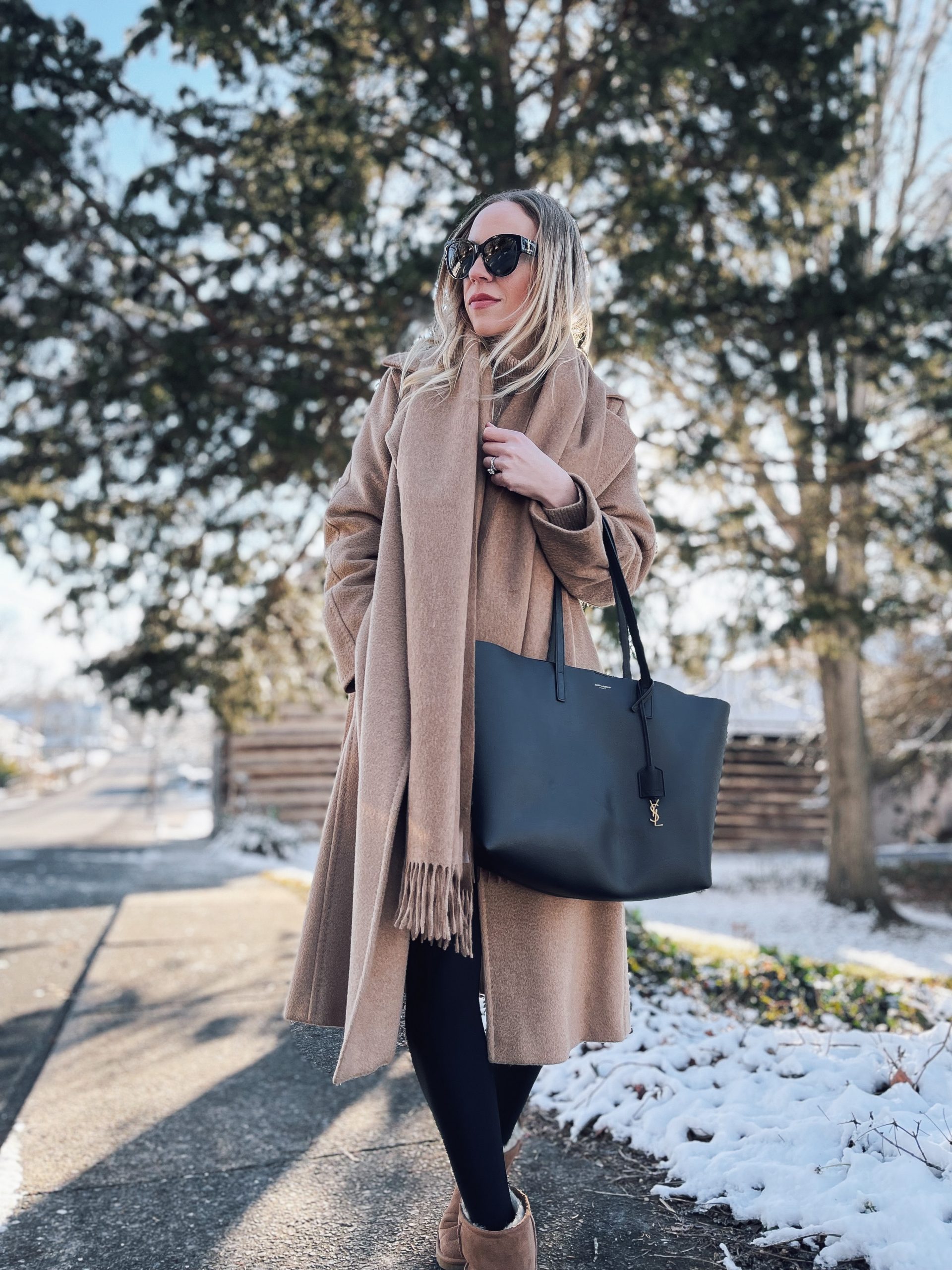 Meagan Brandon fashion blogger of Meagan's Moda styles Louis Vuitton brown  shine shawl scarf - Meagan's Moda