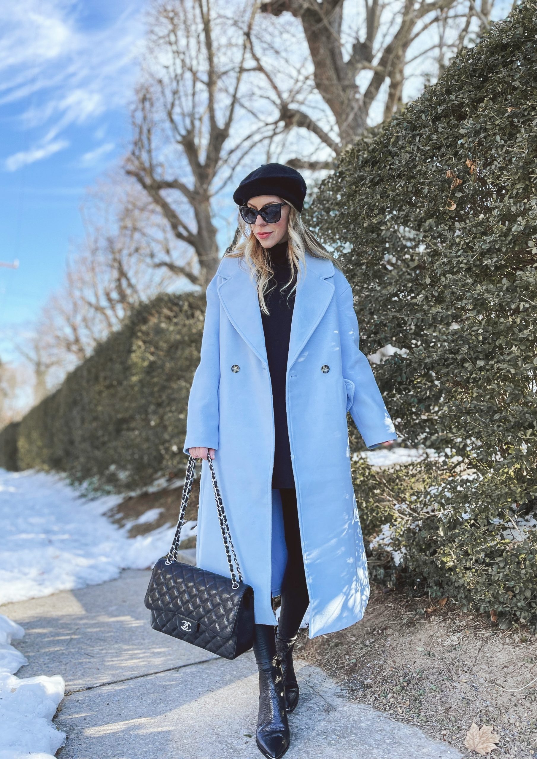 Fashion New's Winter Women Design Outwear Street Coat Light Blue